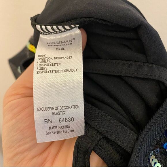 WEISSMAN Dance Costume black sequin dress SHAKE YOUR GROOVE THING 13584 adult SA - Picture 10 of 13